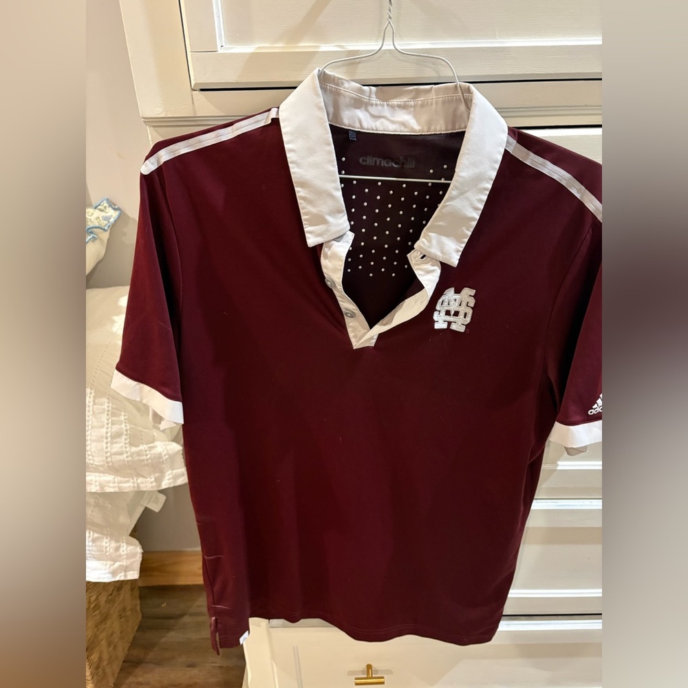 Adidas Men's Mississippi State Polo Shirt in Maroon and White